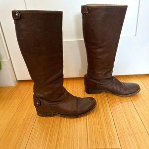 Frye Melissa Boot in Brown/Gray (zipper and back snap) - size 5.5